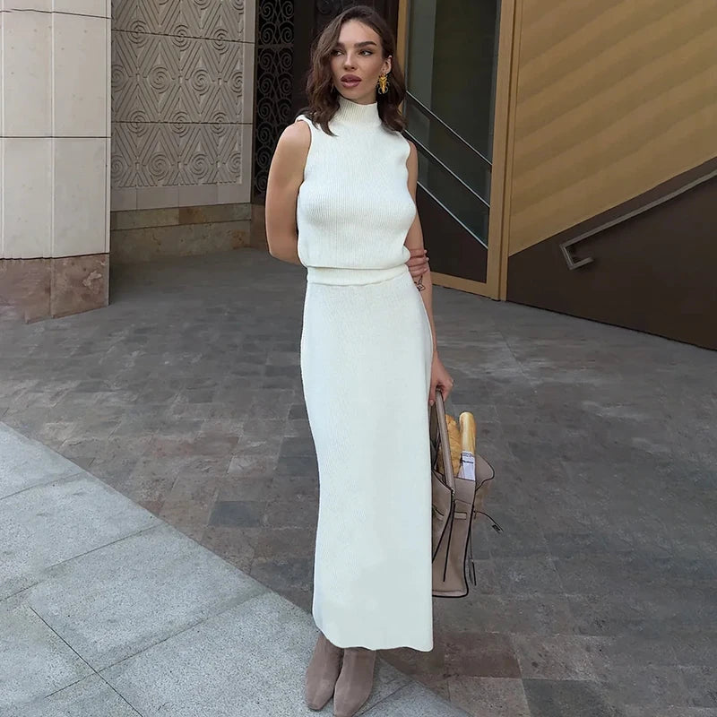 Maegan – Mouwloze dames top en maxi rok set