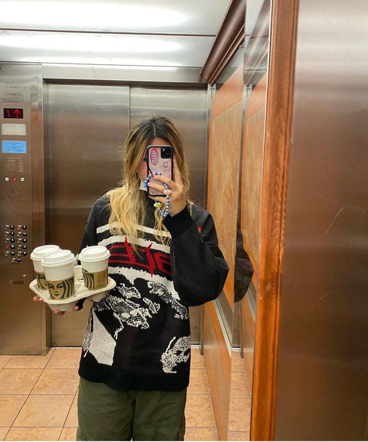 Camellia - Gebreide trui met grafische print voor dames