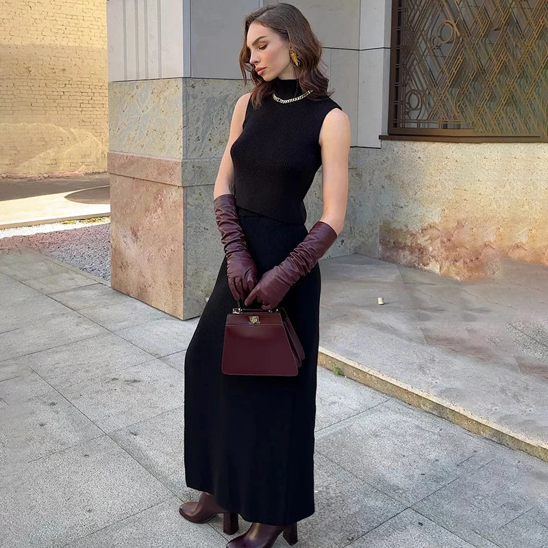 Maegan – Mouwloze dames top en maxi rok set