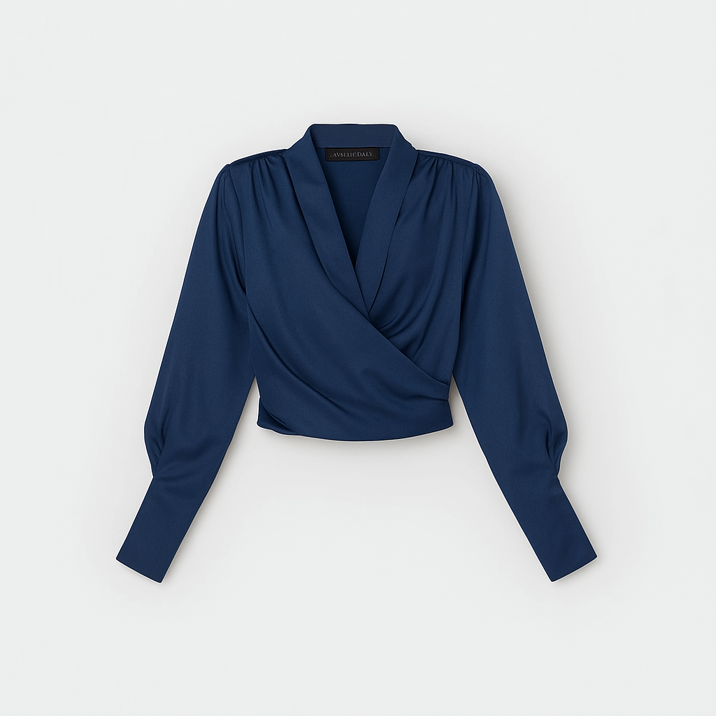 Viridiana - Dames top met overslag en lange mouwen