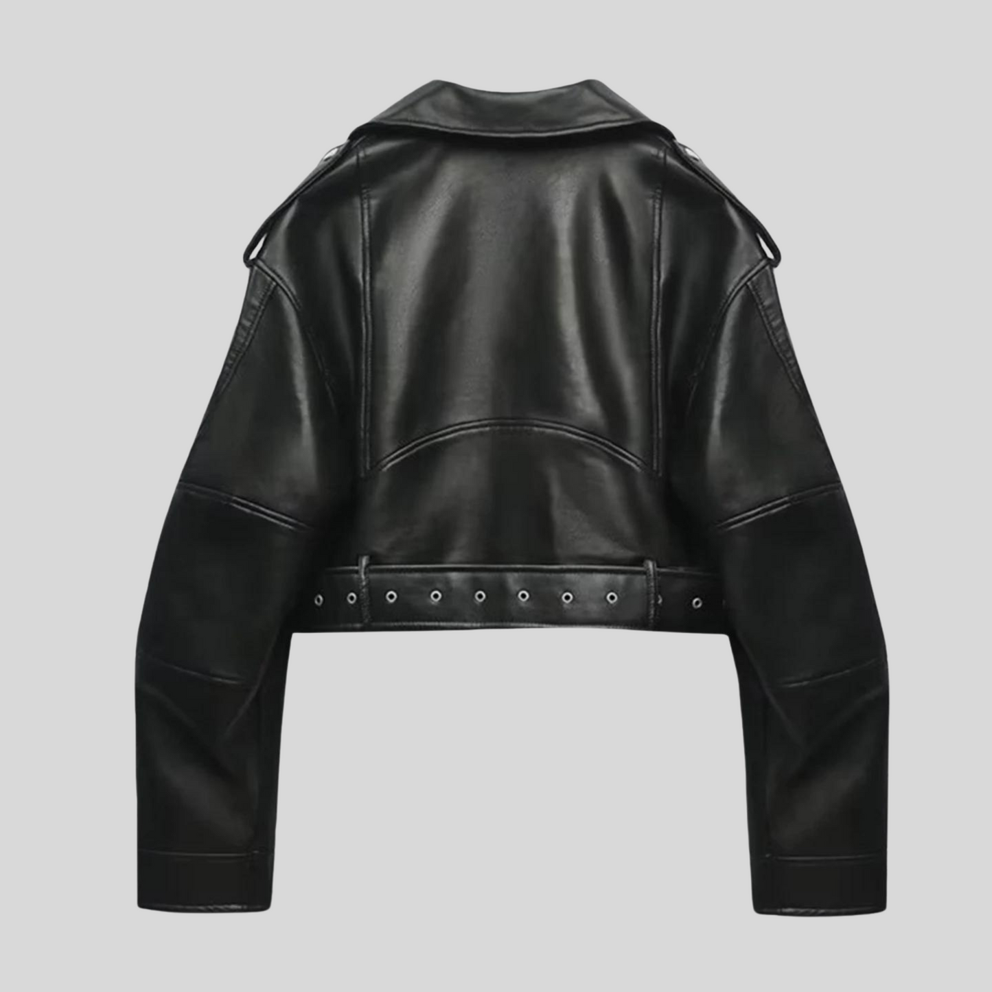 Selina – cropped leren bikerjack voor dames