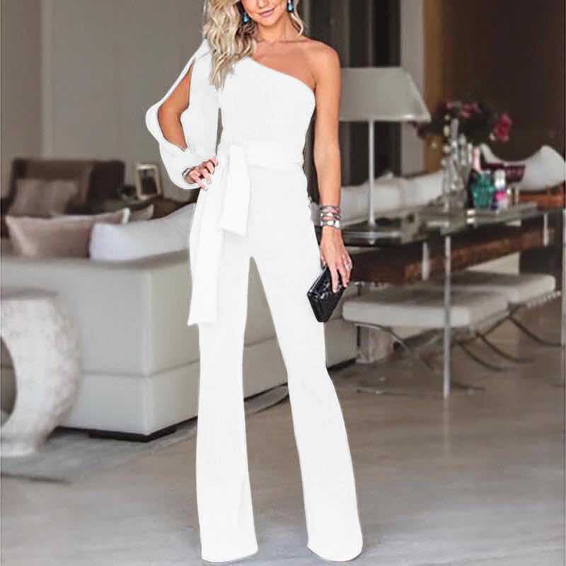 Saoirse - Vrouwelijke jumpsuit met één schouder en riem