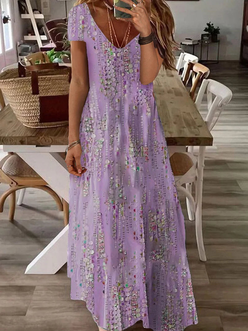 Divina – Maxi zomerjurk met v-hals voor dames