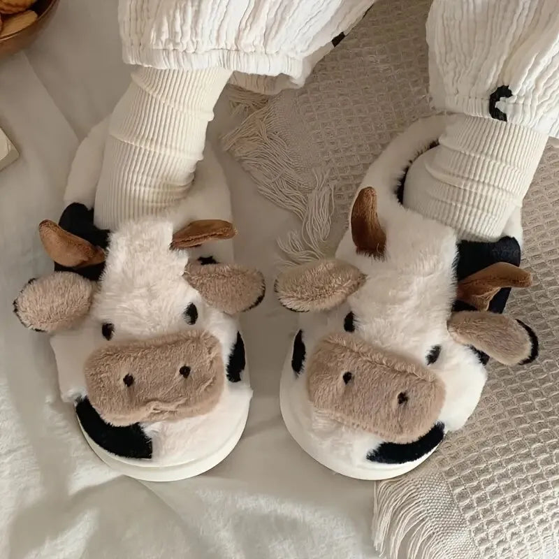 Cypress - Pluche uniseks pantoffels met koeienmotief