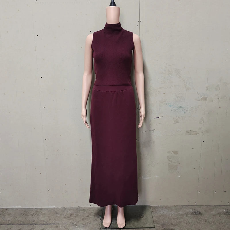 Maegan – Mouwloze dames top en maxi rok set