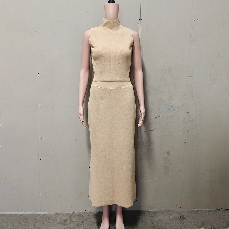 Maegan – Mouwloze dames top en maxi rok set