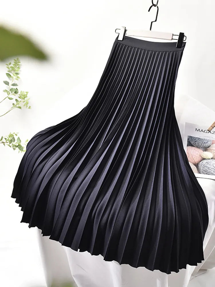 Elishel - Geplisseerde midi rok met elastische tailleband voor dames
