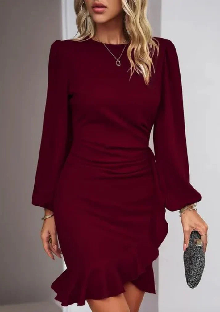Valencia | Elegante mini-jurk met lange mouwen en ruches