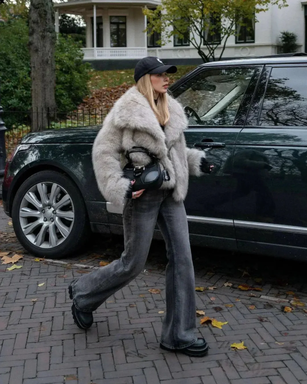 Milky | Luxe bontjas met oversized kraag