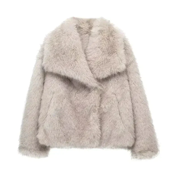 Luxueuze Faux Fur Jas met Volumineuze Kraag