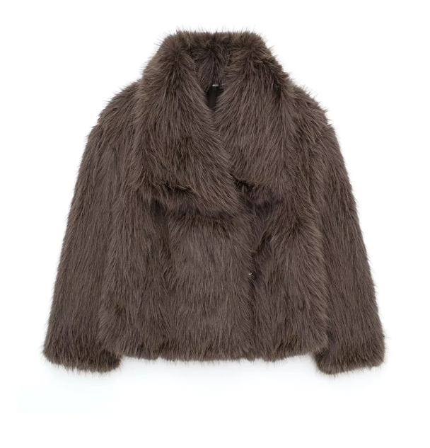 Luxueuze Faux Fur Jas met Volumineuze Kraag