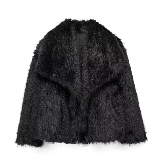 Luxueuze Faux Fur Jas met Volumineuze Kraag