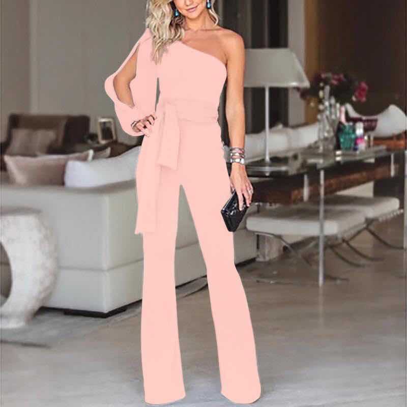Saoirse - Vrouwelijke jumpsuit met één schouder en riem