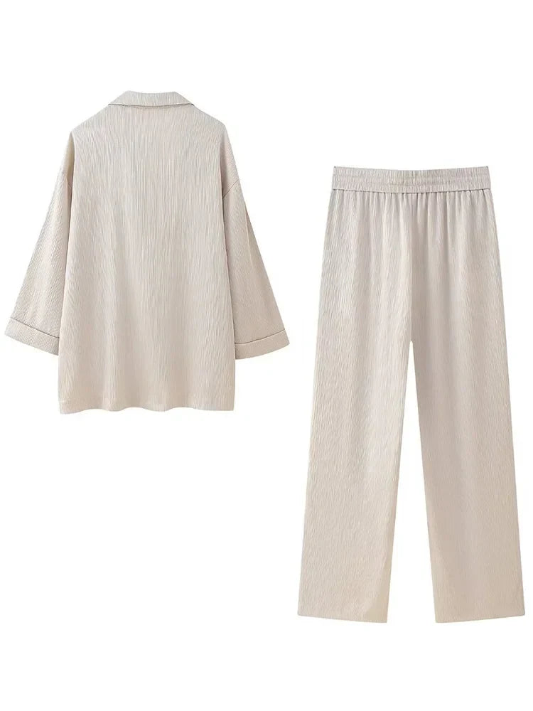 Lenie - Damesbeige casual losse 2-delige set