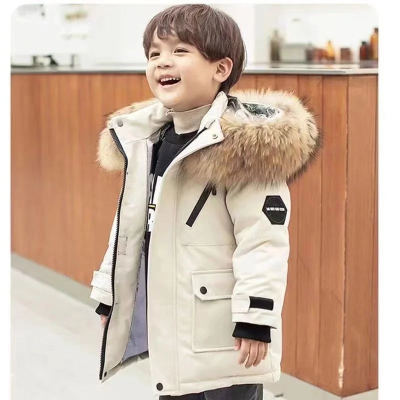Irwin - Winterparka met capuchon van imitatiebont voor kinderen