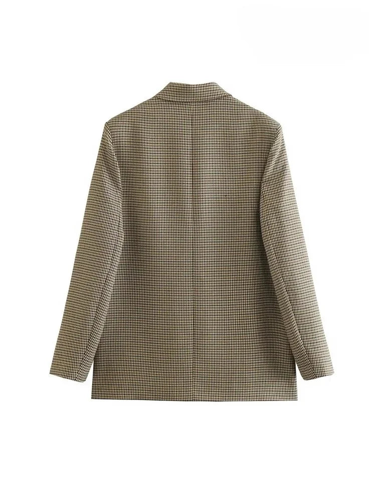 Zarai - Geruite damesblazer met 2 klepzakken voor