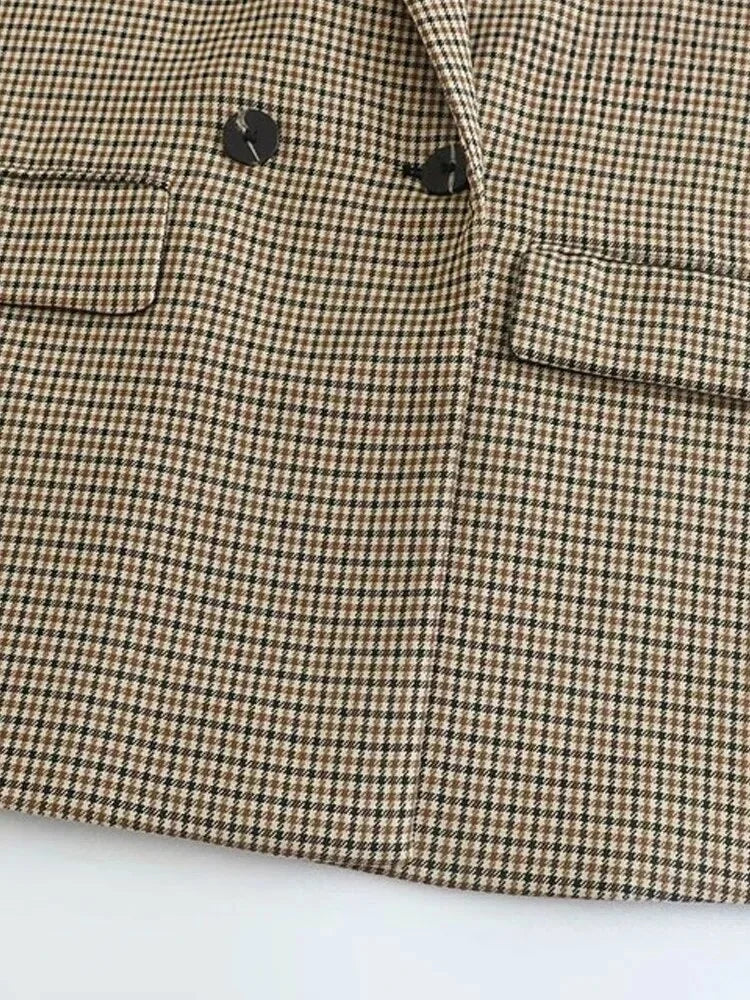 Zarai - Geruite damesblazer met 2 klepzakken voor