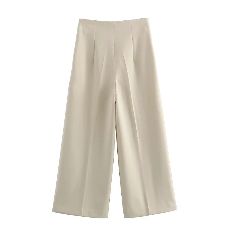 Wenry - Damesbroek met wijde pijpen in beige