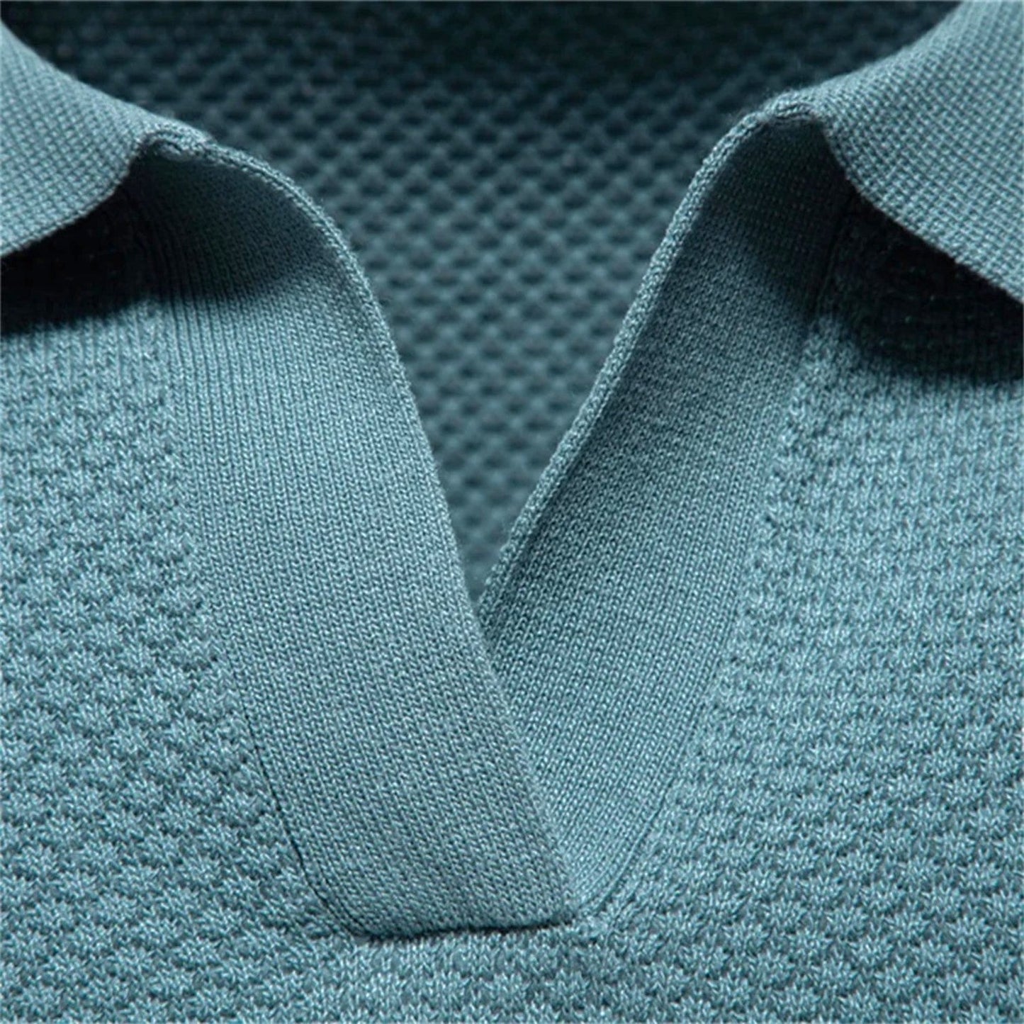 Gilbert - Heren poloshirt met open kraag en textuurstructuur