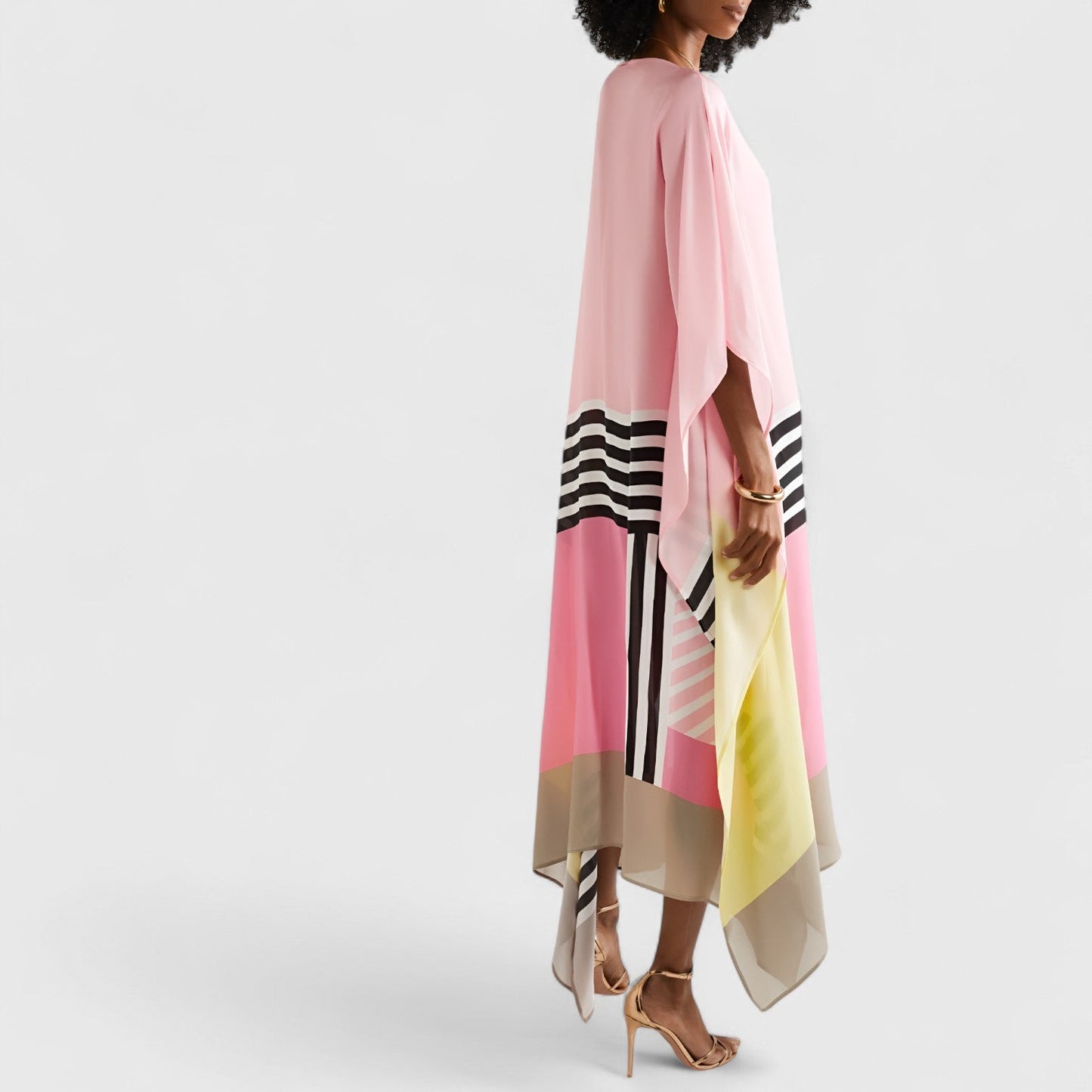 Ralina - Vloeiende damesjurk met asymmetrische zoom en kaftan-snit