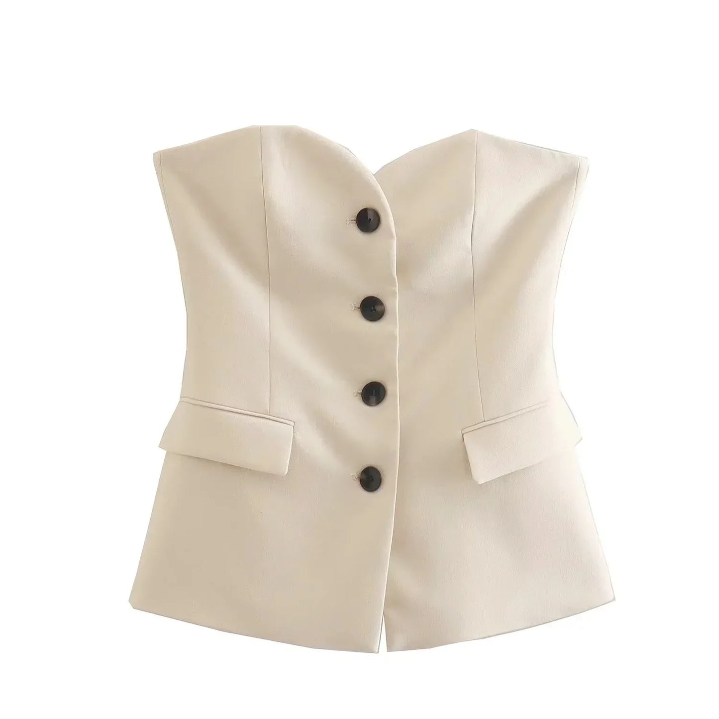 Sonja - Strapless dames set met top en rechte broek