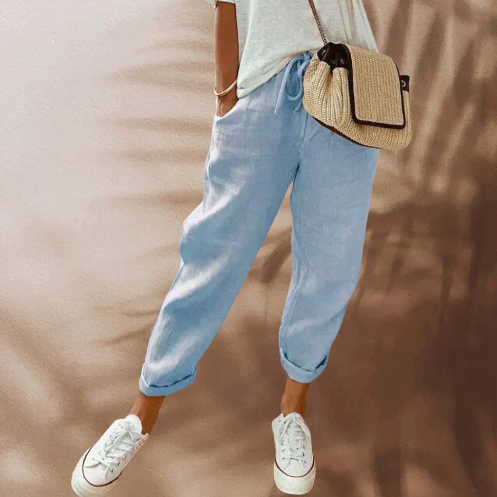 Liana - Casual linnen broek met koord voor dames