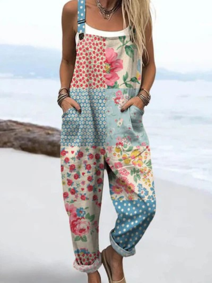 Roxelana - Losvallige dames tuinbroek met speels patchwork-effect