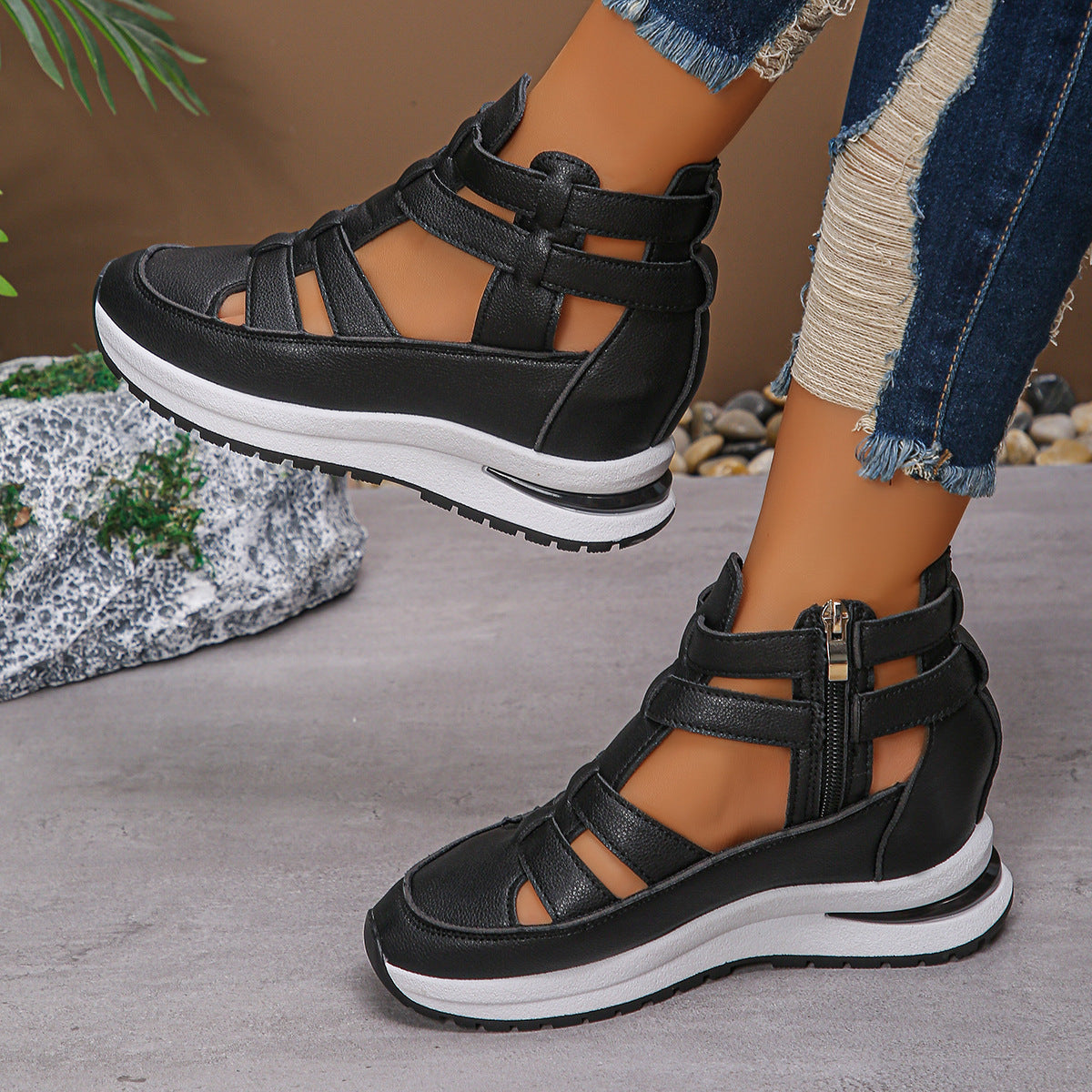 Valeska - Dames sneaker-sandaal met open zijpanelen