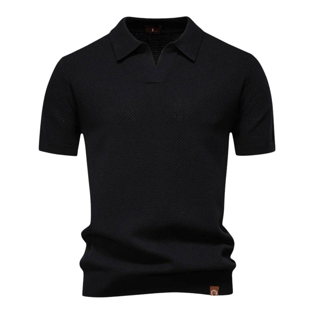 Gilbert - Heren poloshirt met open kraag en textuurstructuur