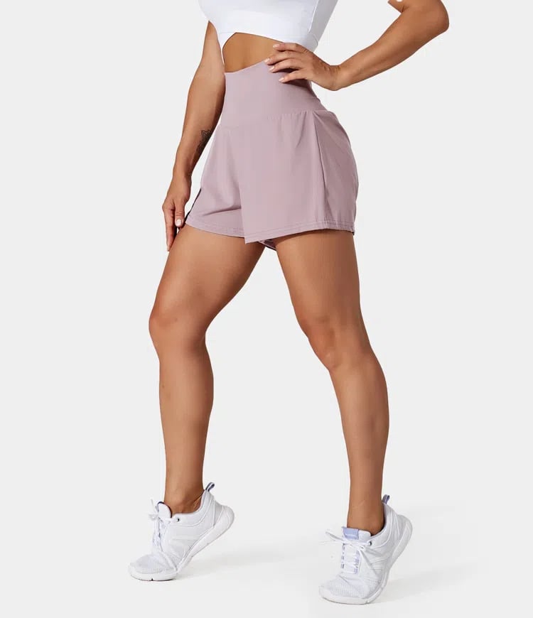Dora - Dames sportshort met hoge taille en binnenbroek met zak