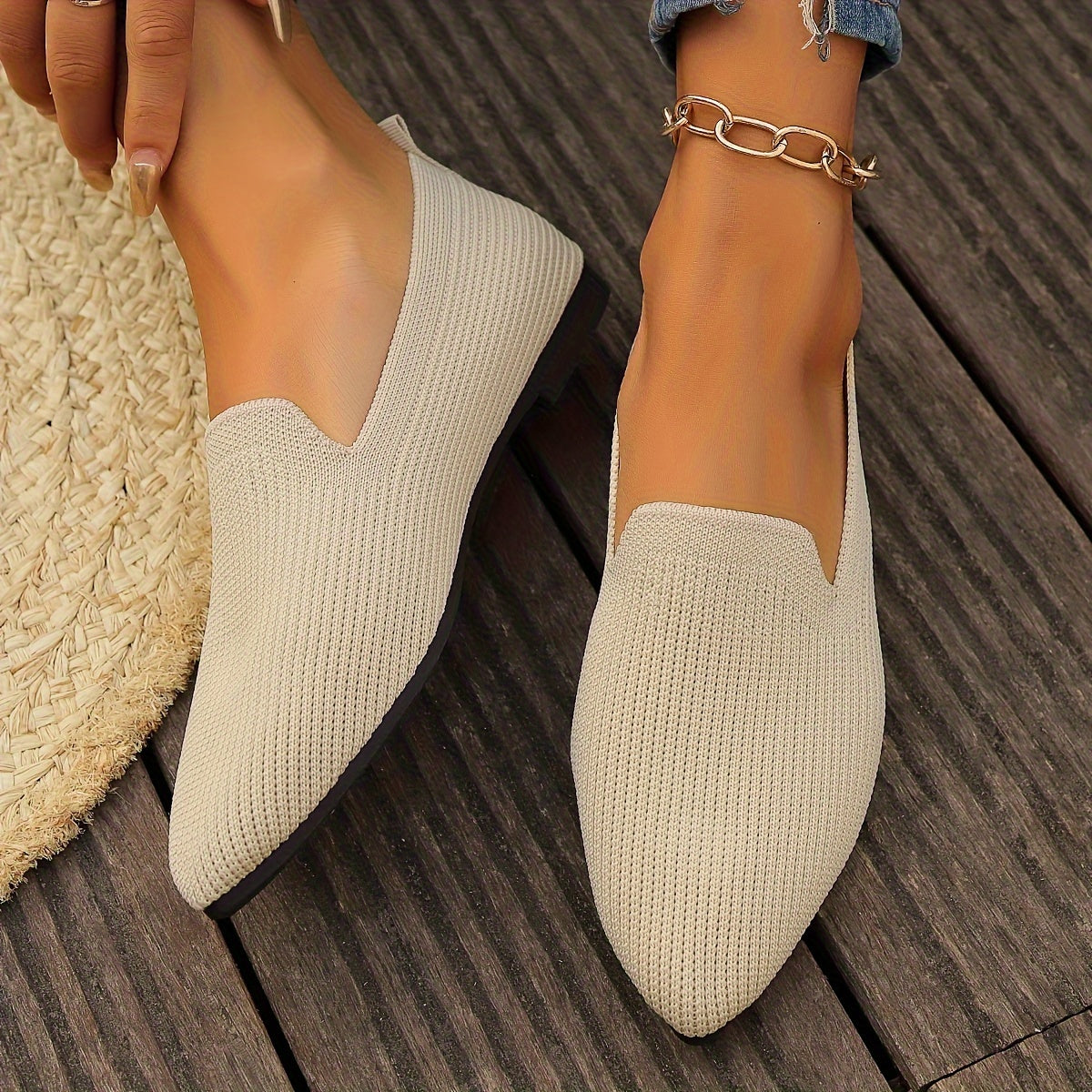 Nadine | Gebreide Platte Damesschoenen