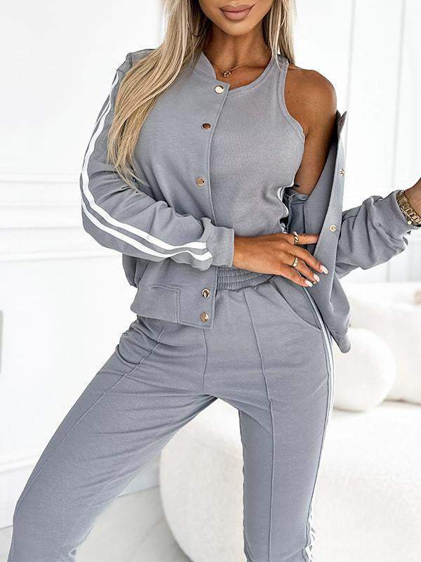 Dina – Tweedelige set met gestreepte accenten en slanke pasvorm