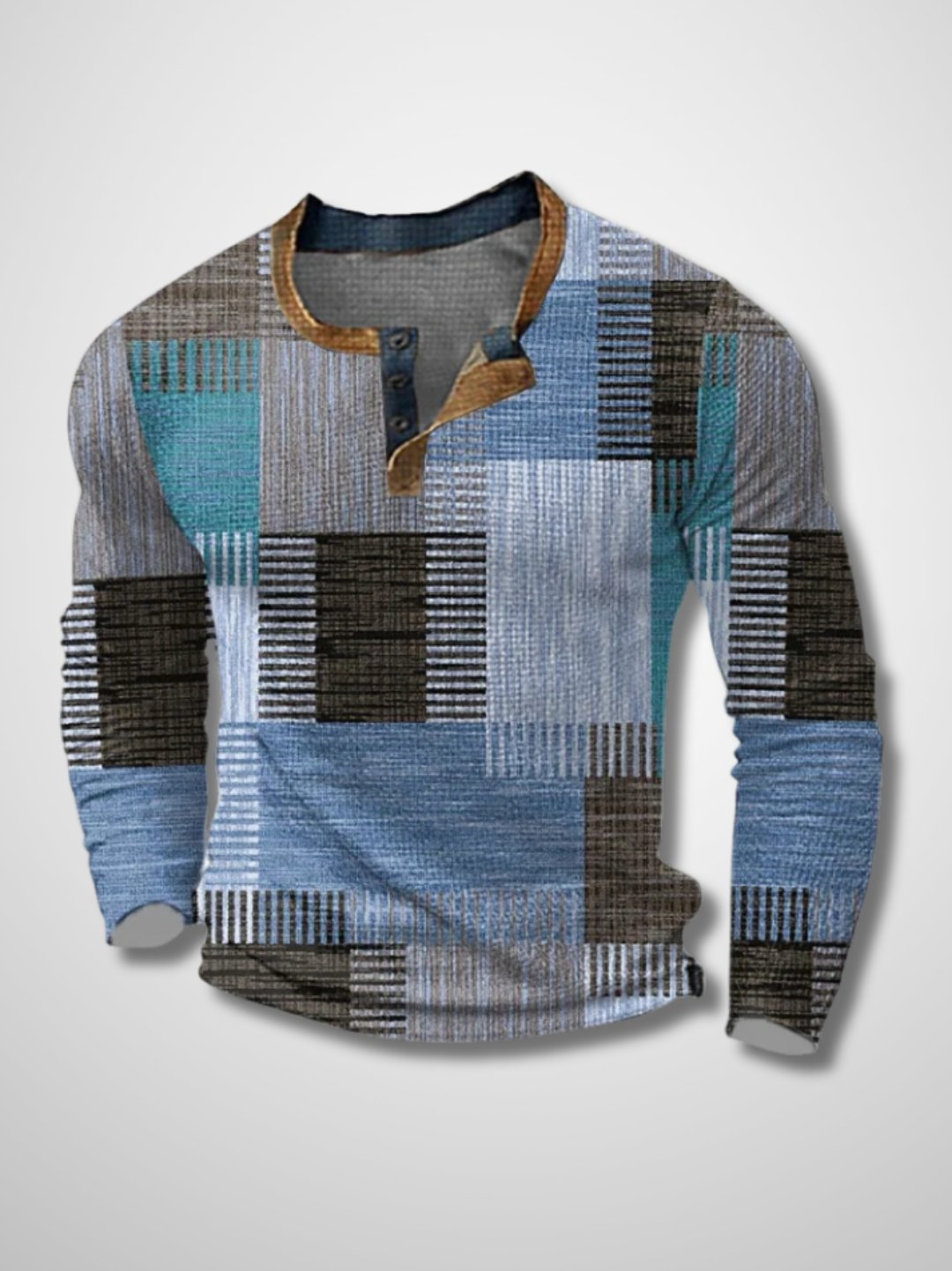 Stellan - Patchwork overhemd met lange mouwen