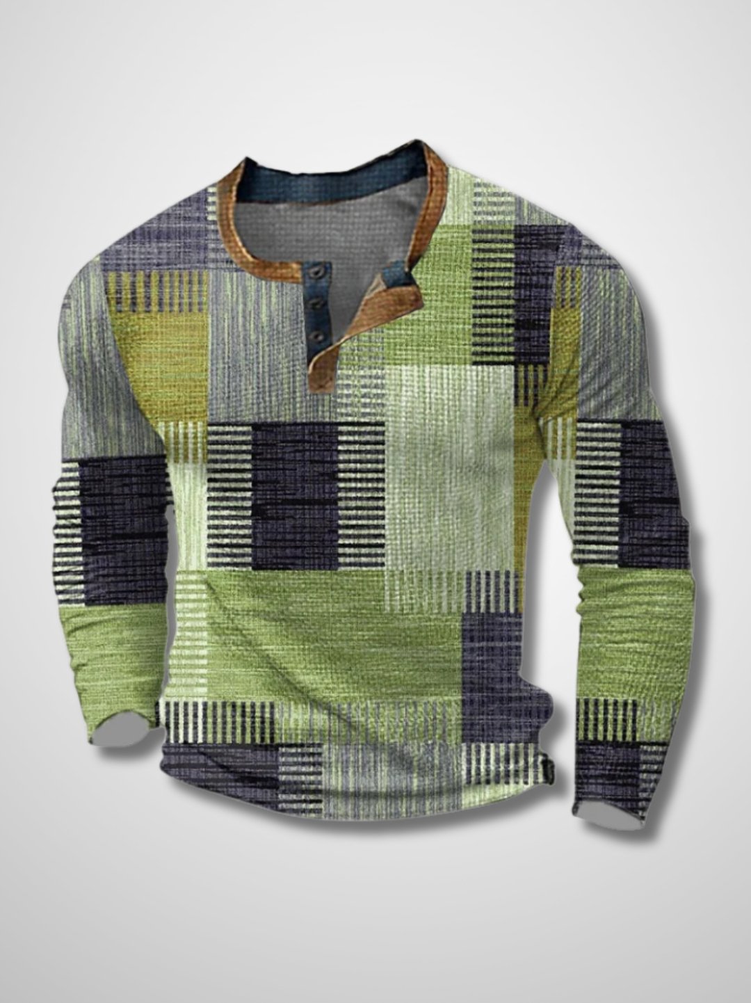 Stellan - Patchwork overhemd met lange mouwen