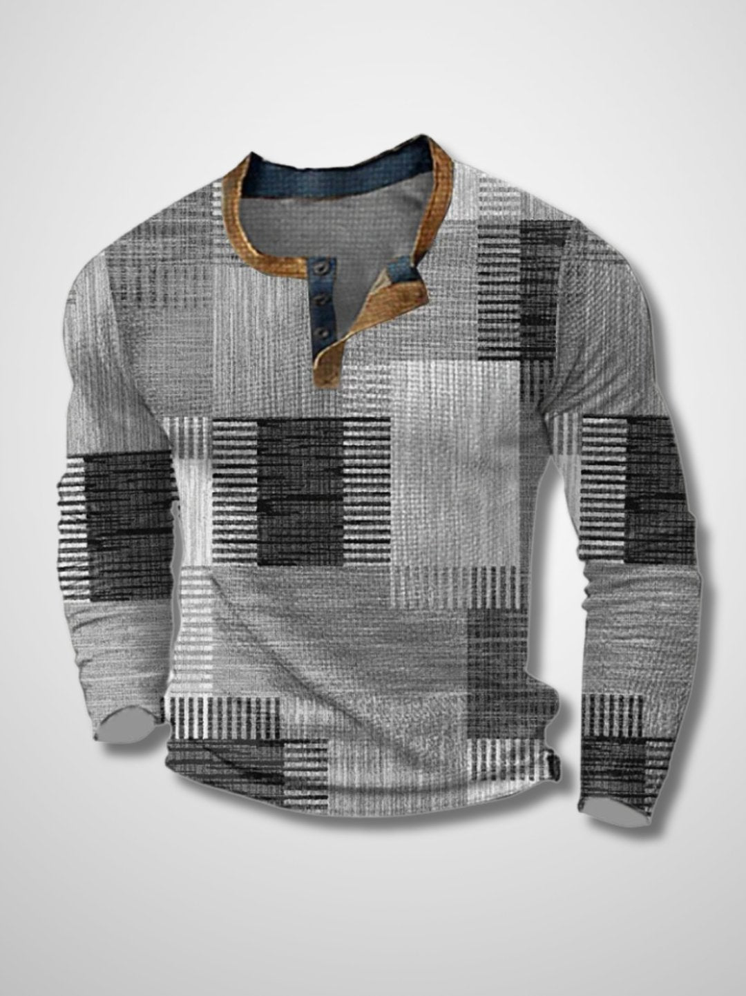 Stellan - Patchwork overhemd met lange mouwen