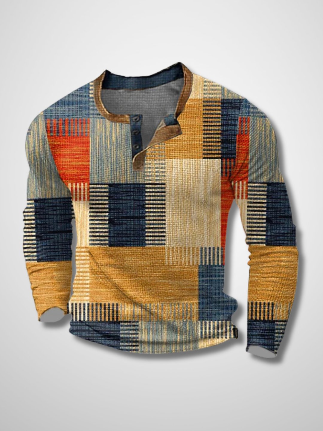 Stellan - Patchwork overhemd met lange mouwen