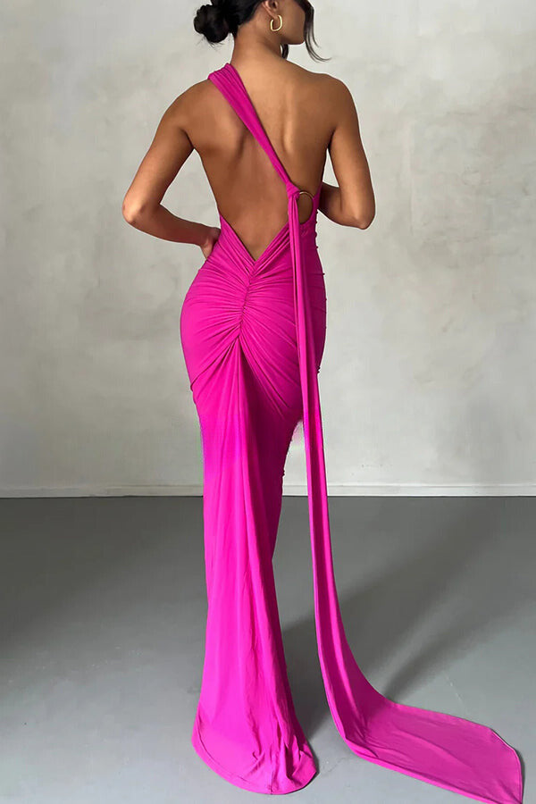 Marjorie | Dames serenity rugloze maxi jurk