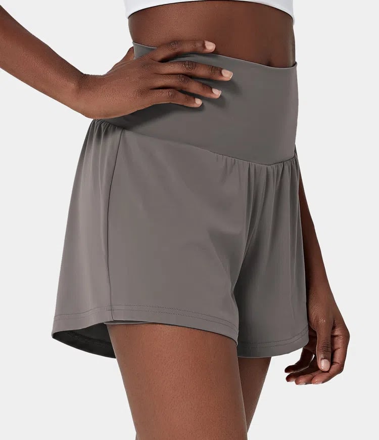 Dora - Dames sportshort met hoge taille en binnenbroek met zak