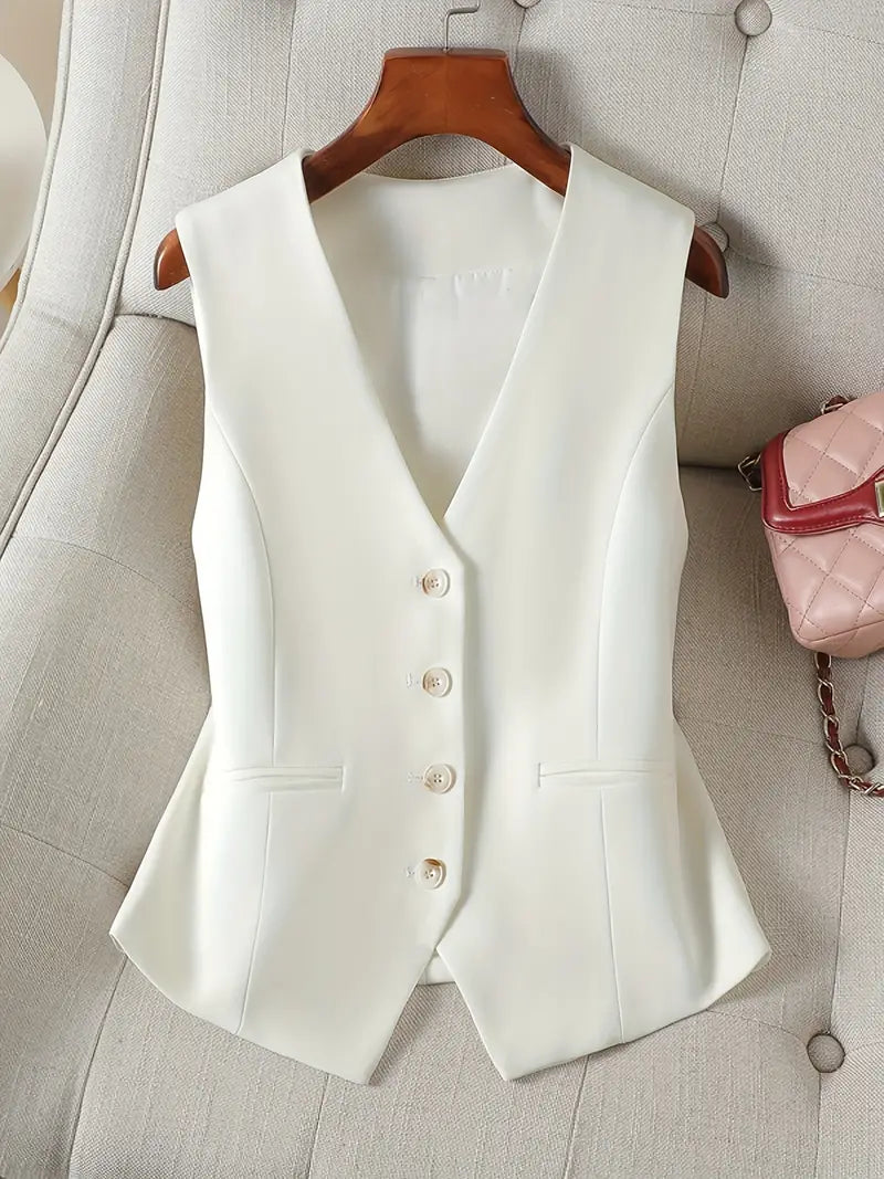Maike - Dames gilet met getailleerde pasvorm en diepe v-hals