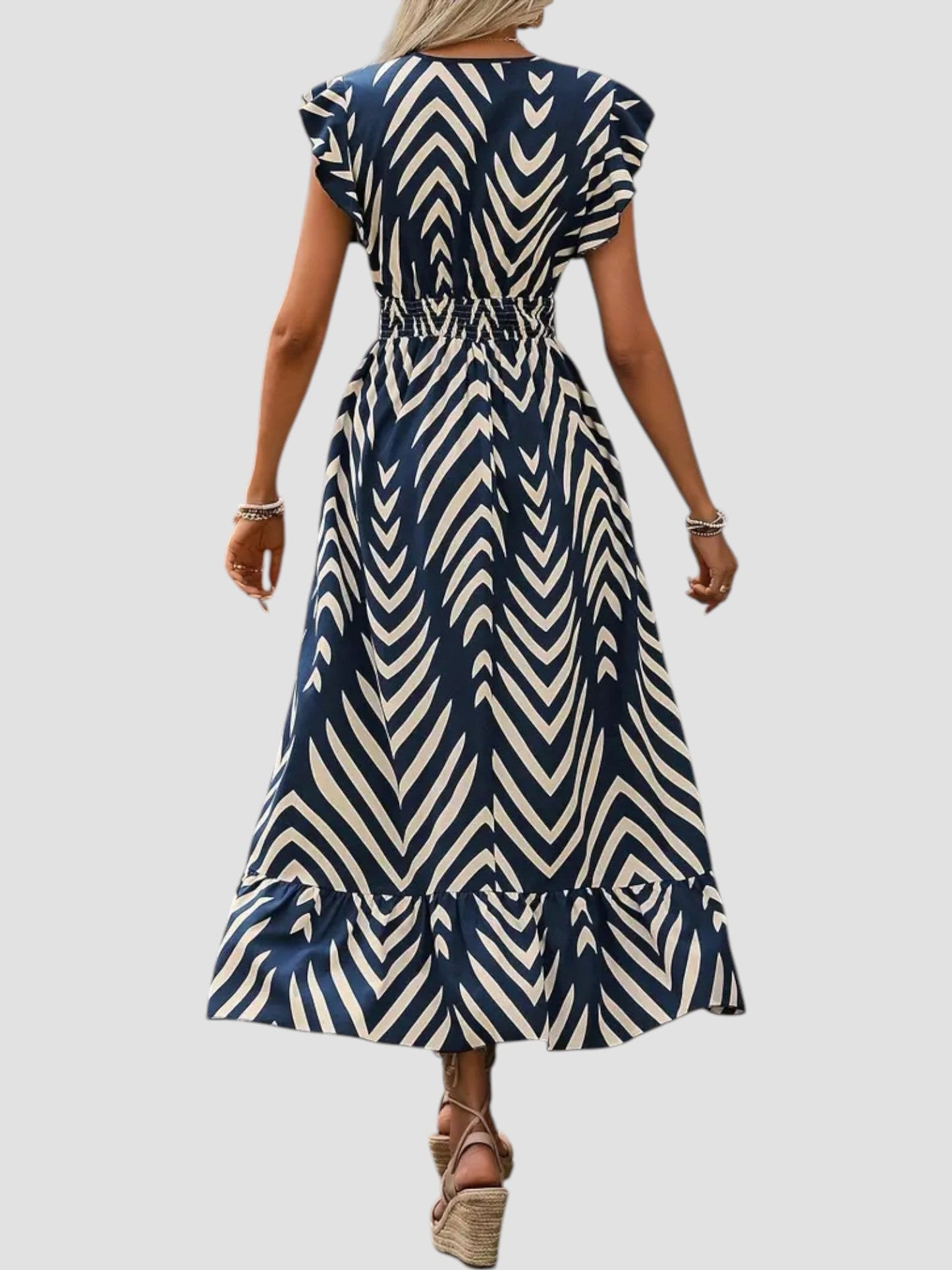 Damaris - Zomerjurk met v-hals en grafische print