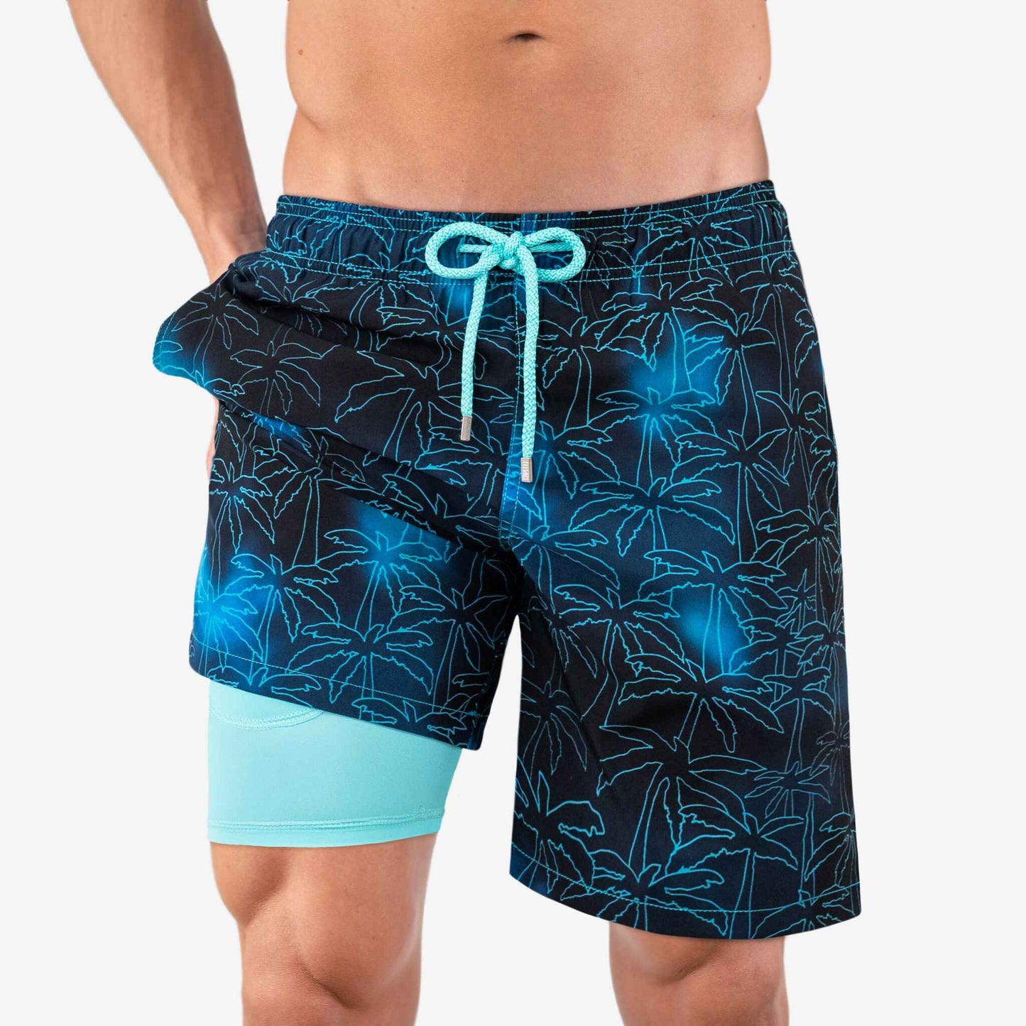 Lothar - Lange zwemshort voor heren met palmprint