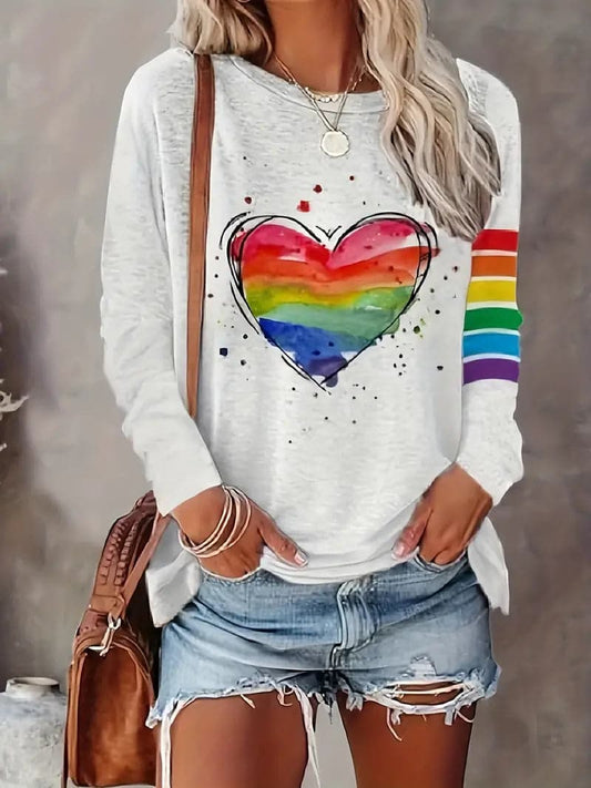 Jennie - Damestrui met regenbooghartprint