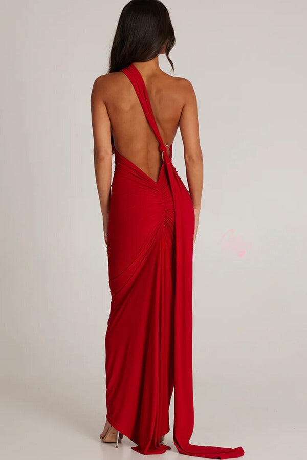 Marjorie | Dames serenity rugloze maxi jurk