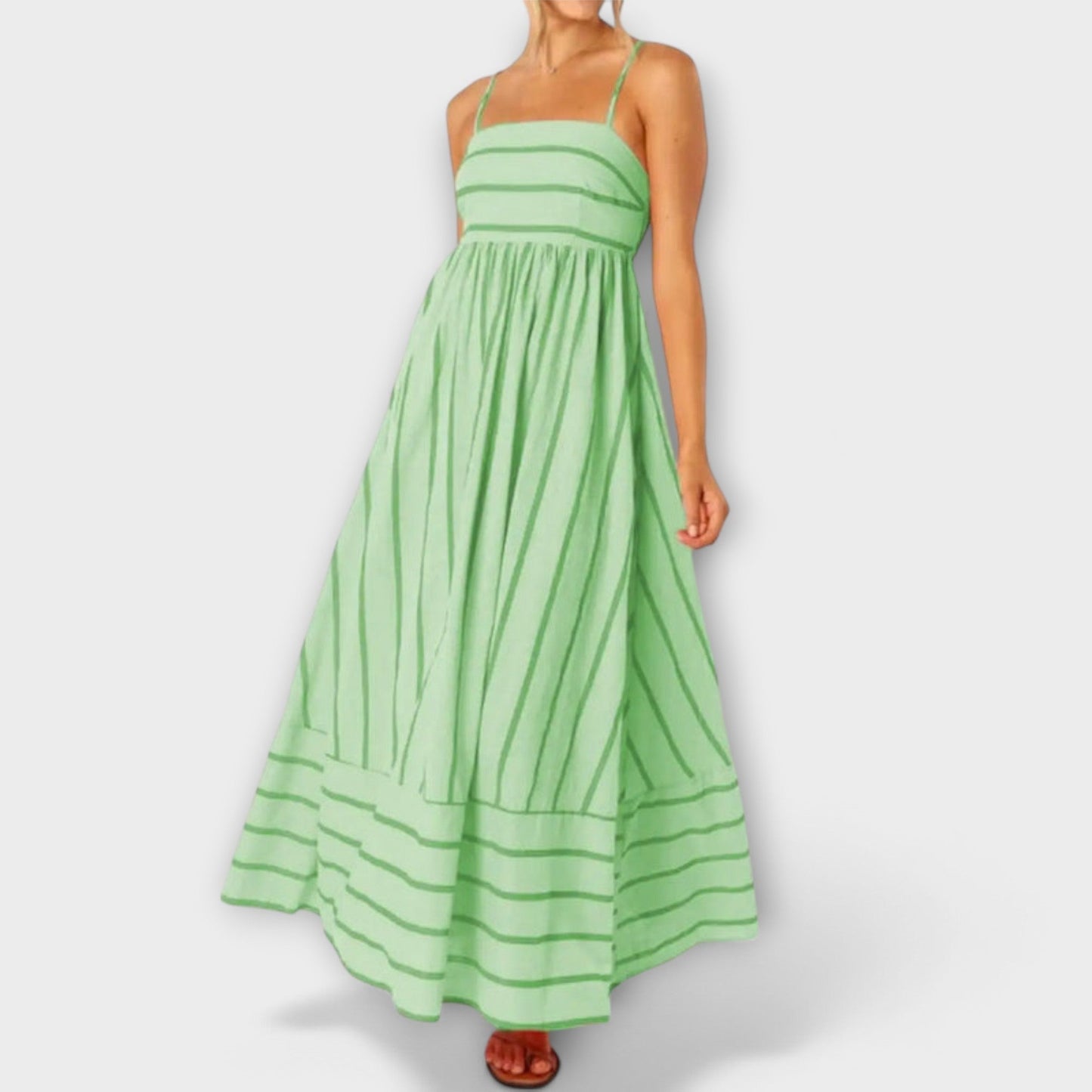 Tamaris - Strapless maxi jurk met plooivalling en fijne schouderbandjes