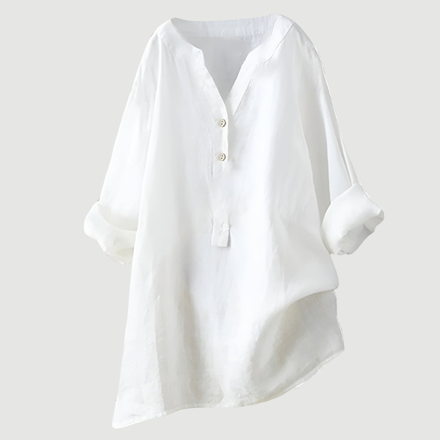 Olimpia - Oversized dames blouse met knopen en asymmetrische zoom