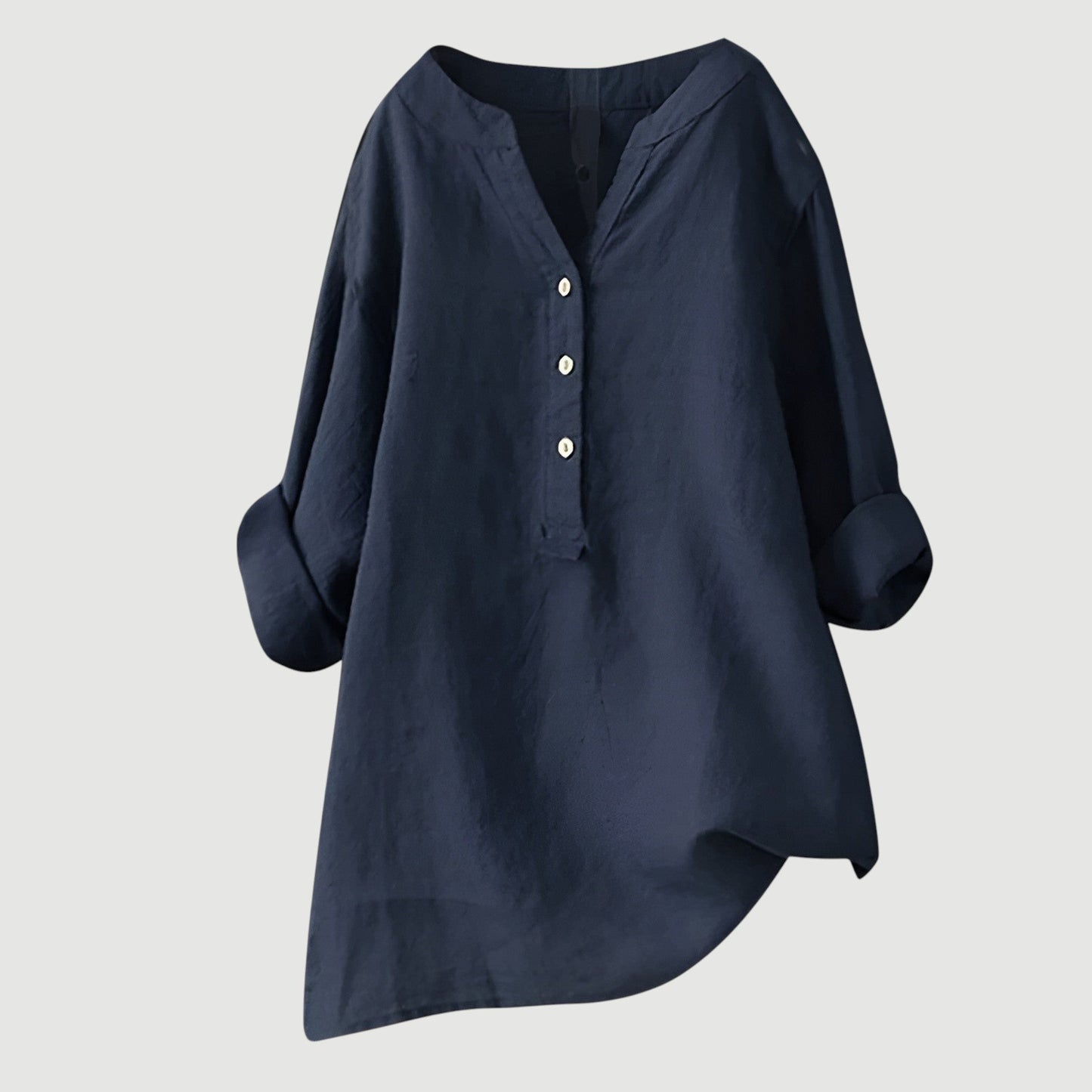 Olimpia - Oversized dames blouse met knopen en asymmetrische zoom
