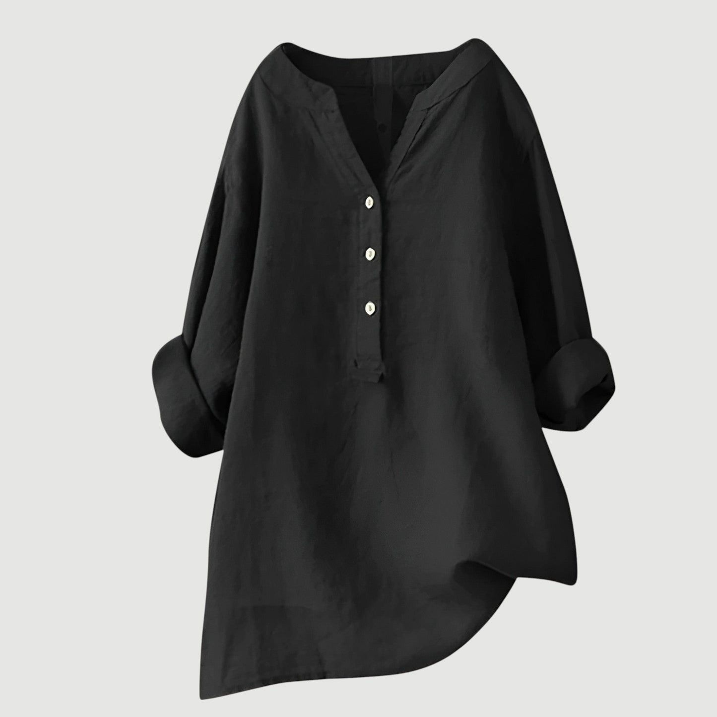 Olimpia - Oversized dames blouse met knopen en asymmetrische zoom