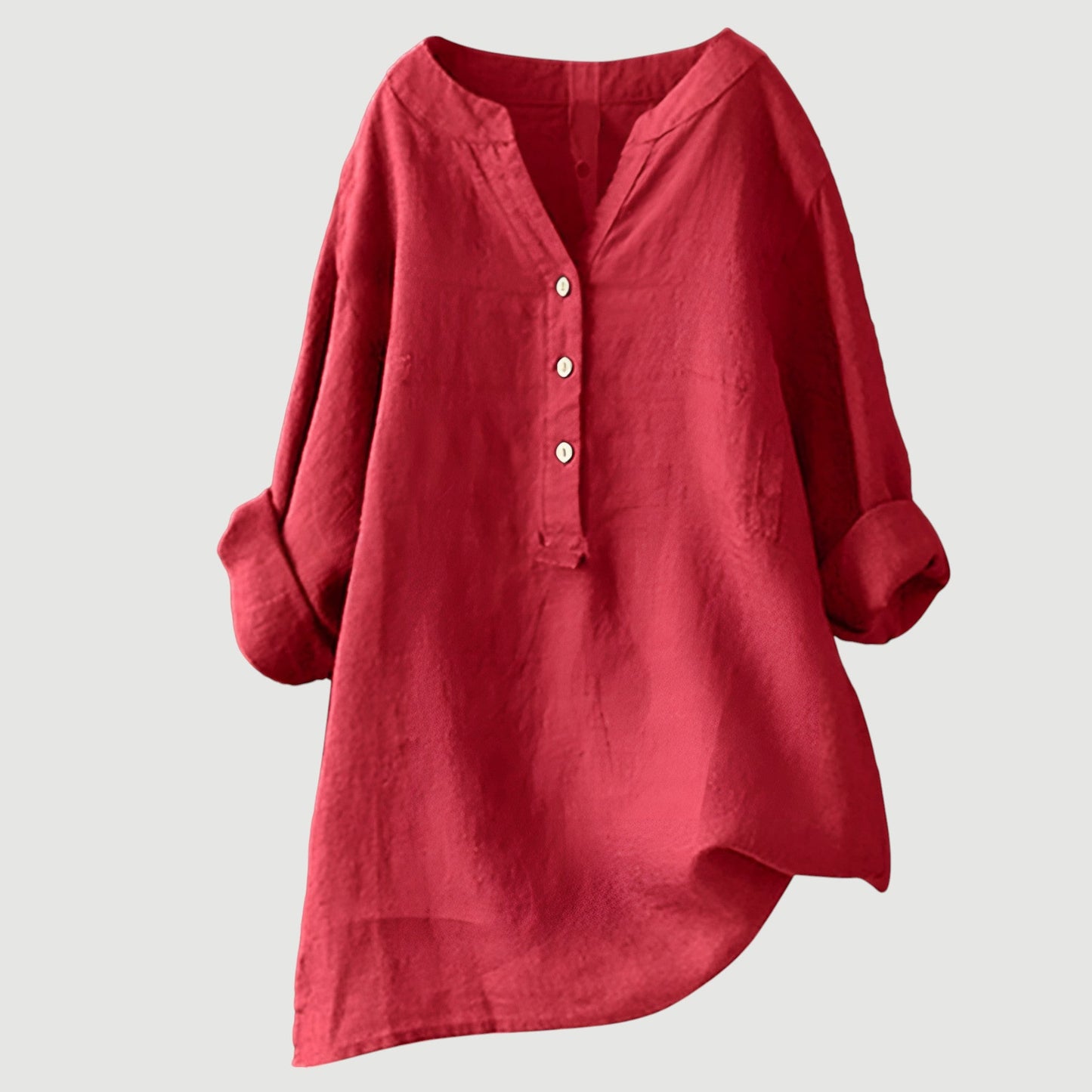 Olimpia - Oversized dames blouse met knopen en asymmetrische zoom