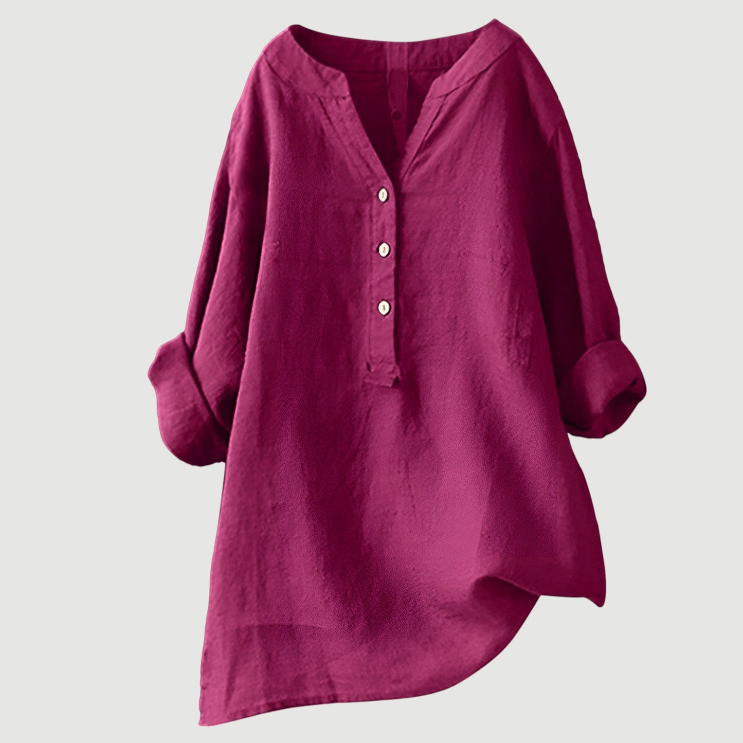 Olimpia - Oversized dames blouse met knopen en asymmetrische zoom