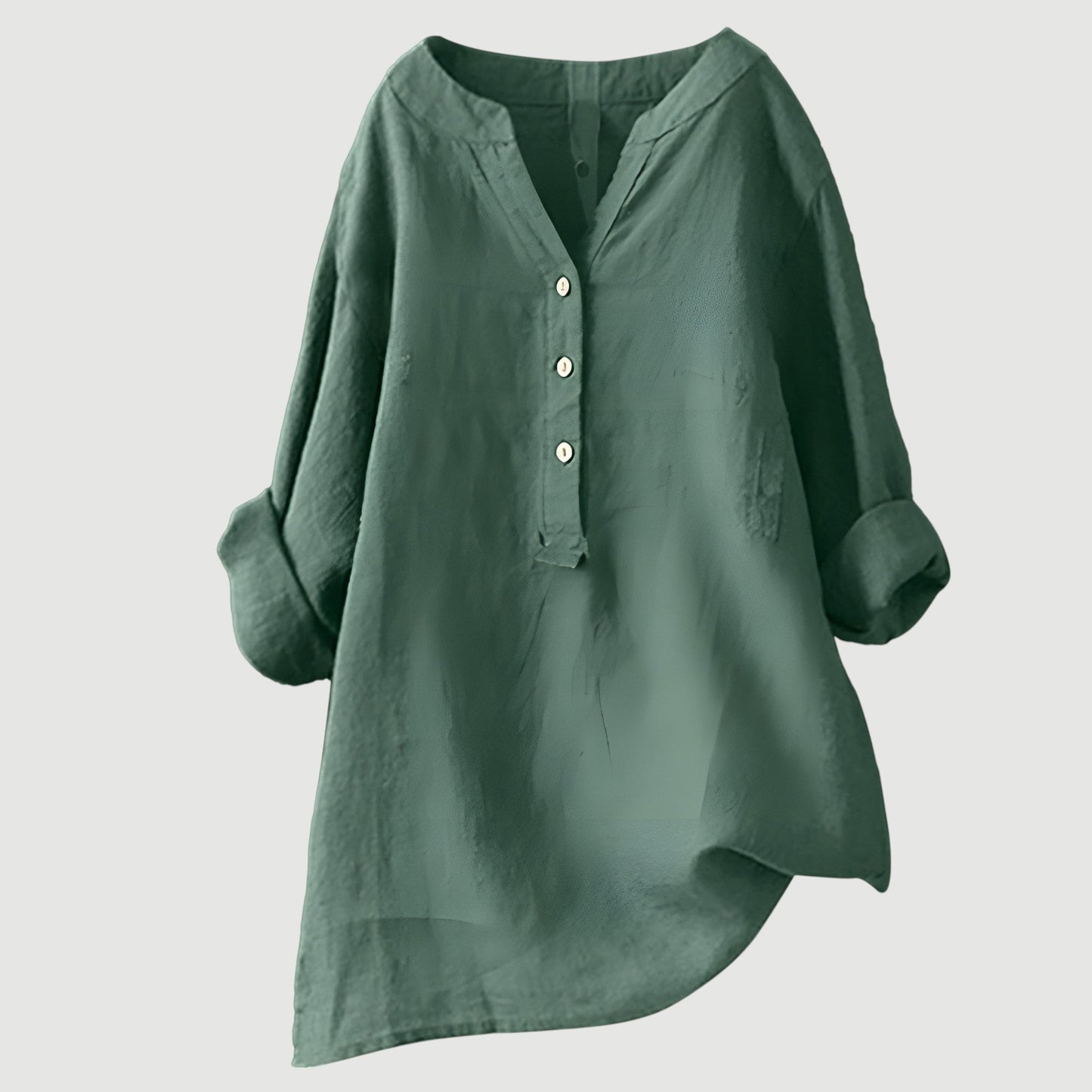 Olimpia - Oversized dames blouse met knopen en asymmetrische zoom